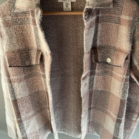 Rachel Zoe Super Soft Fuzzy Eyelash Plaid Snap Button Shacket Jacket Size XS - Picture 7 of 9